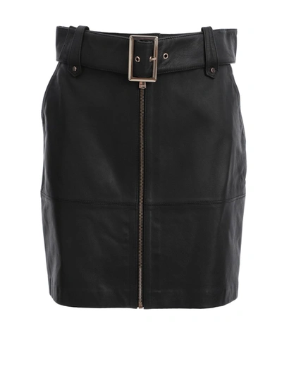 Shop Pinko Black Leather Skirt