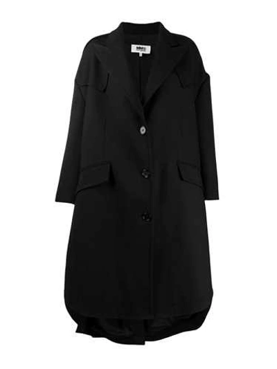 Shop Mm6 Maison Margiela Oversized Black Boxy Coat