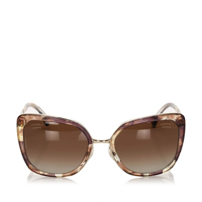 Pre-owned Chanel Cat Eye Tinted Sunglasses In Brown