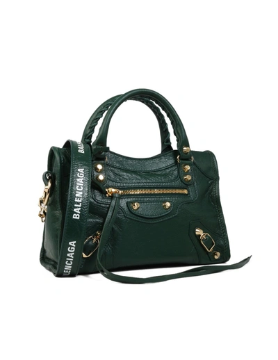 Shop Balenciaga Mini Classic City Green Leather Handbag