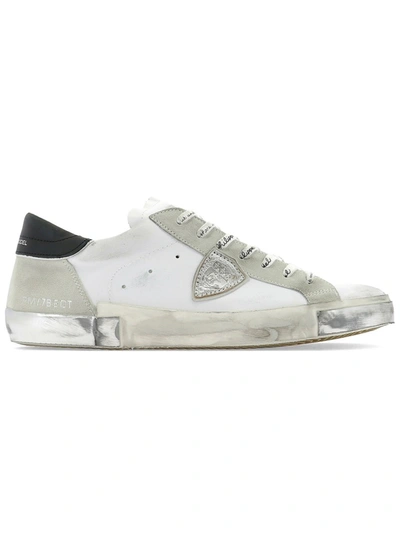 Shop Philippe Model Grey Leather Sneakers