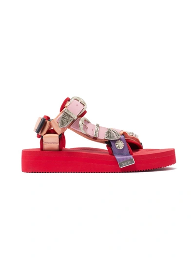 Shop Suicoke Flats In Red Leather
