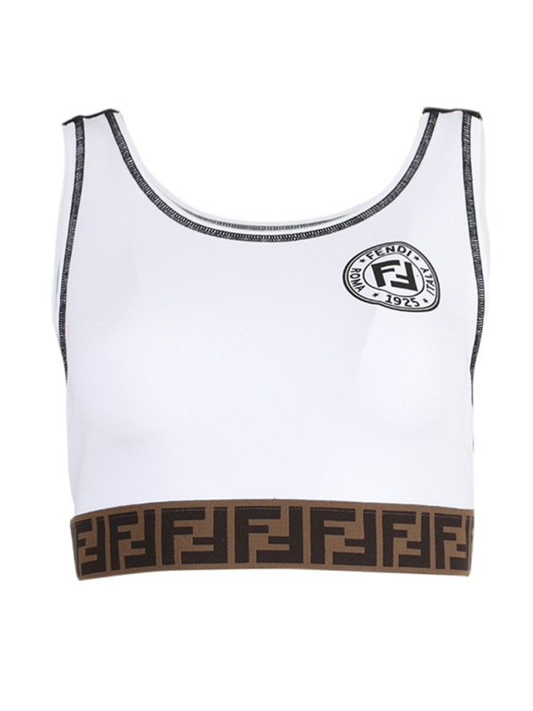 Fendi Logo Sports Bra In White | ModeSens