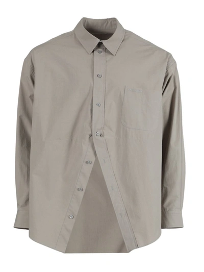 Shop Balenciaga Swing Masculine Button-down Shirt In Grey