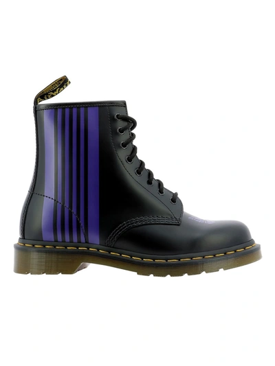 Shop Dr. Martens' Needles Black/purple Leather Ankle Boots