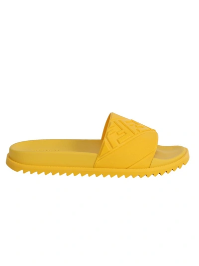 Shop Fendi Yellow Slide Sandals