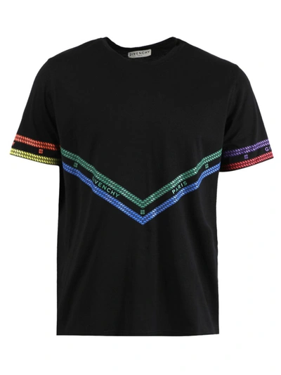 Shop Givenchy Multicolored Chain Print T-shirt In Black