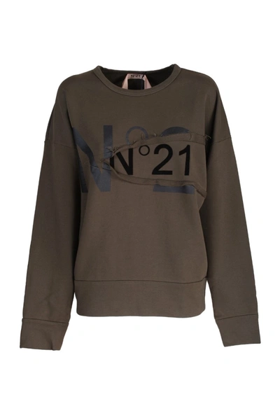 Shop N°21 Green Cotton Sweatshirt