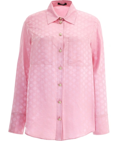 Shop Balmain Pink Silk Shirt