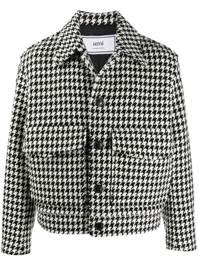 Shop Ami Alexandre Mattiussi Houndstooth Boxy Fit Jacket In White