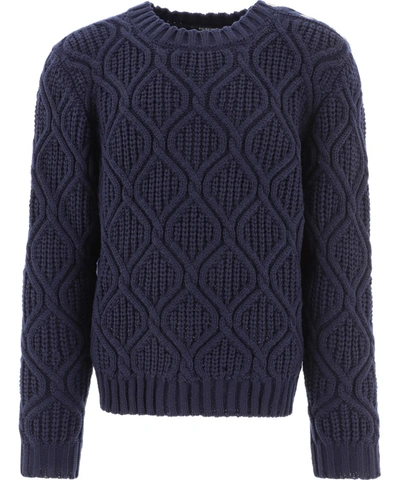 Shop Balmain Blue Wool Sweater
