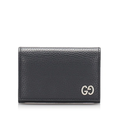 Shop Gucci Leather Card Holder In Black