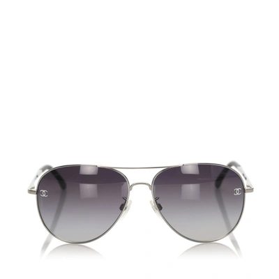 Pre-owned Chanel Teardrop Tinted Sunglasses In Grey