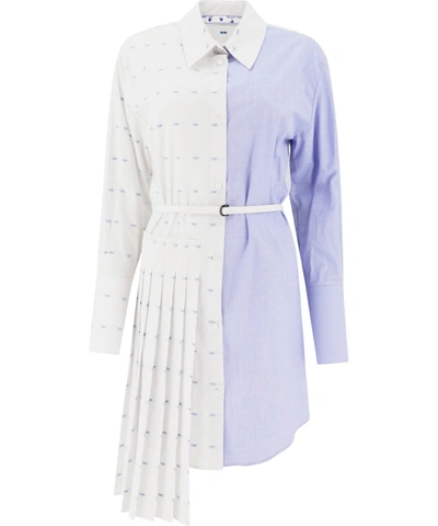 Shop Off-white Light Blue/white Cotton Dress