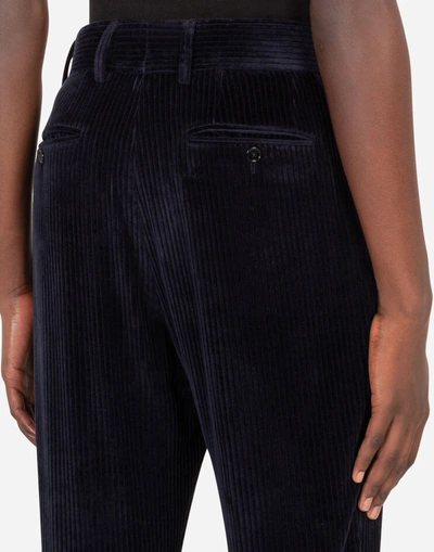 Shop Dolce & Gabbana Corduroy Pants In Blue