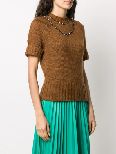 Shop N°21 Crystal Chain Embellished Jumper In Brown