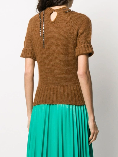 Shop N°21 Crystal Chain Embellished Jumper In Brown