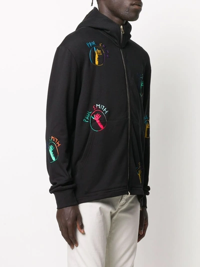 PAUL SMITH EMBROIDERED-LOGO ZIPPED HOODIE 