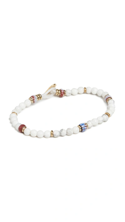 Shop Mikia 4mm Beaded Bracelet In Howlite White