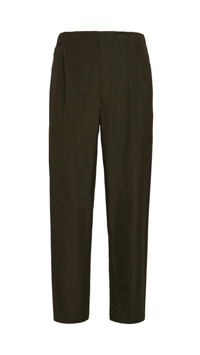 Shop Lemaire Cotton Poplin Pleated Drawstring Pants In Midnight Green