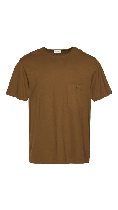 Shop Lemaire Crepe Jersey Pocket T-shirt In Dark Earth