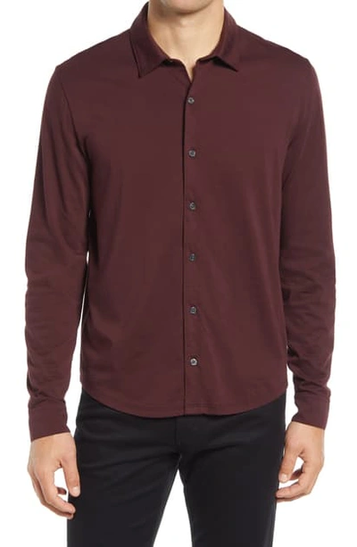 Shop Vince Pima Cotton Button Up Shirt In Sonoma Red