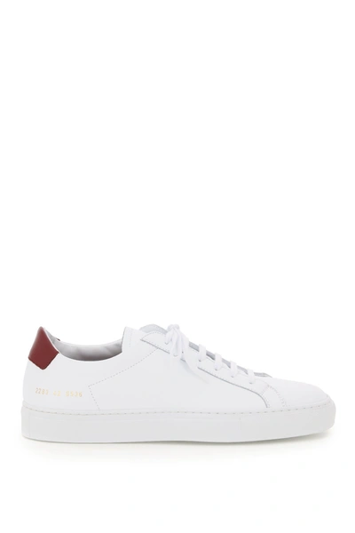 Shop Common Projects Retro Leather Sneakers In White Red