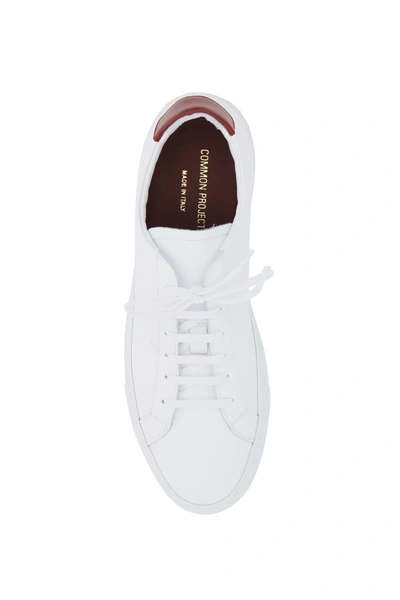 Shop Common Projects Retro Leather Sneakers In White Red
