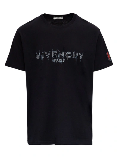 Shop Givenchy Cotton T-shirt With Logo Print In Black