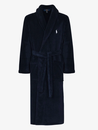 Shop Polo Ralph Lauren Polo Pony Cotton Robe In Blue