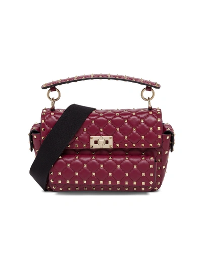 Shop Valentino Rockstud Spike Medium Bordeaux Crossbody  Bag