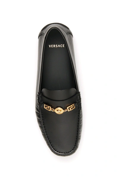 Shop Versace Greek Medusa Loafers In Nero Oro