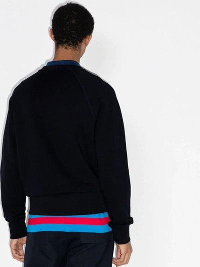Shop Moncler Navy Quilted Logo Sweatshirt In Blue