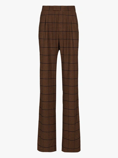 Shop Nanushka Brown Ander Checked Trousers