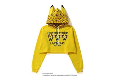 Pre-owned Bape  X Pokemon Ladies Cropped Pullover Hoodie Yellow