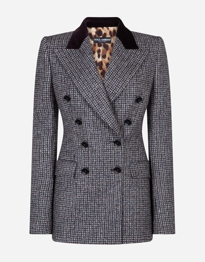 Shop Dolce & Gabbana Double-breasted Tweed Blazer In Multicolor