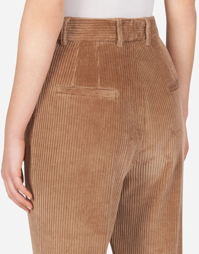 Shop Dolce & Gabbana Corduroy Pants In Beige