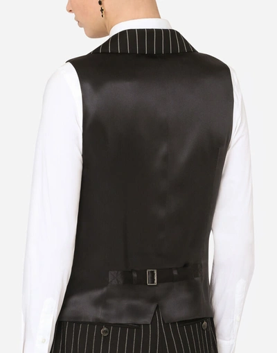 Shop Dolce & Gabbana Double-breasted Pinstripe Wool Vest