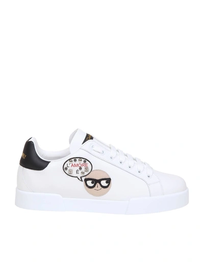 Shop Dolce & Gabbana Sneakers With Designers Patches In White/black