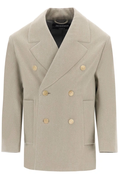 Shop Jacquemus Le Caban Double-breasted Jacket In Light Brown (beige)