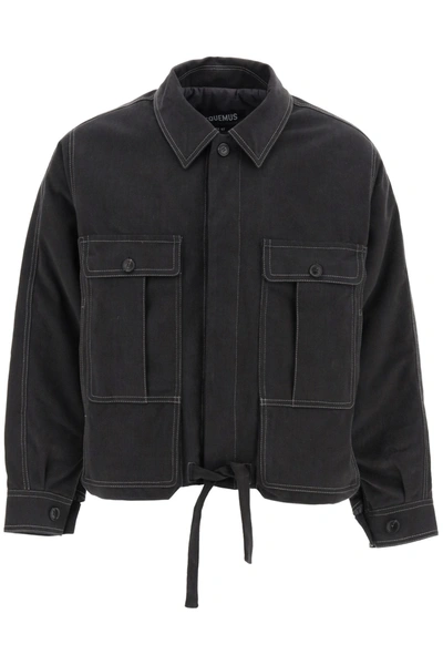 Shop Jacquemus Esterel Cotton Jacket In Dark Grey (grey)
