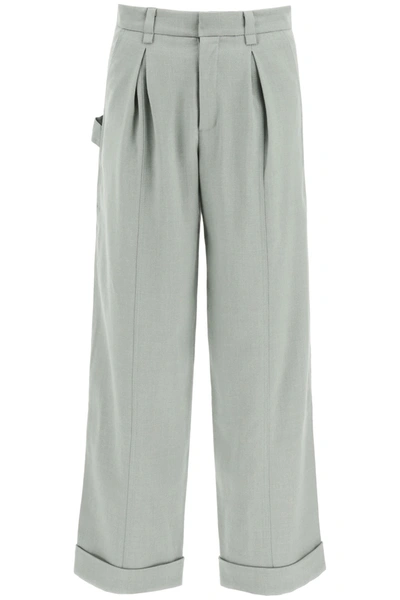 Shop Jacquemus Cavou Trousers In Light Green (green)