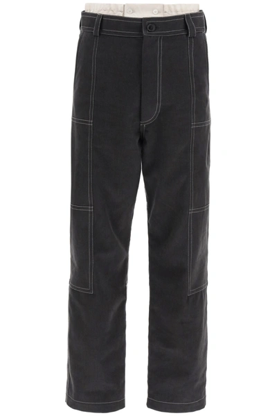 Shop Jacquemus Felix Cotton Trousers In Dark Grey (grey)