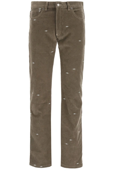 Shop Phipps Cut Velvet Boot Jeans In Bush Grey (green)