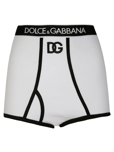 Shop Dolce & Gabbana Stretch Jersey Briefs In White Black