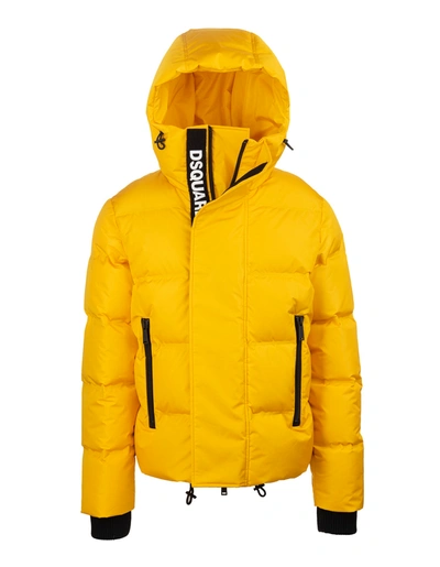 Dsquared2 Hooded Nylon Puffer Jacket In Yellow | ModeSens