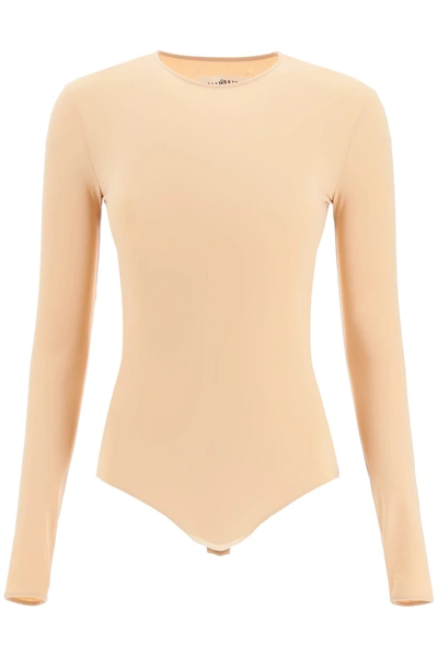 Shop Maison Margiela Jersey Bodysuit In Skin (beige)