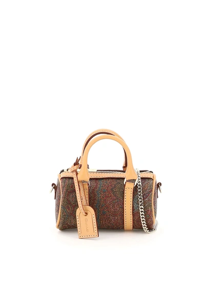 Shop Etro Paisley Micro Bag In Rosso (brown)