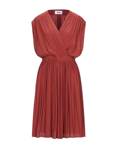 Shop Mauro Grifoni Grifoni Woman Midi Dress Brick Red Size 8 Acetate, Silk