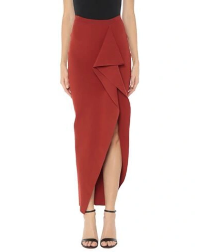 Shop Rick Owens Long Skirts In Rust